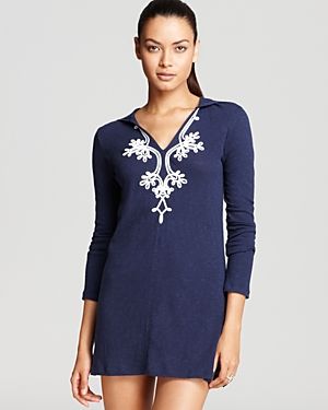 Lilly Pulitzer Hooded Tunic Swim Coverup - blue.jpg